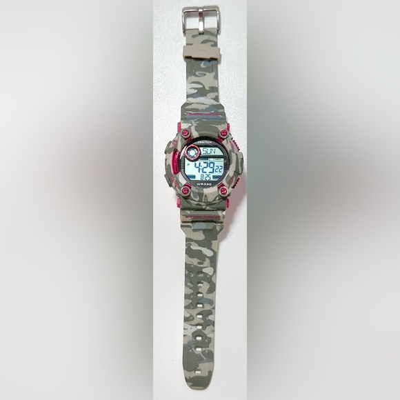 NEW Unisex 46mm Hot Pink & Gray Camo Digital Chronograph Armitron Watch WR330ft - Picture 1 of 17